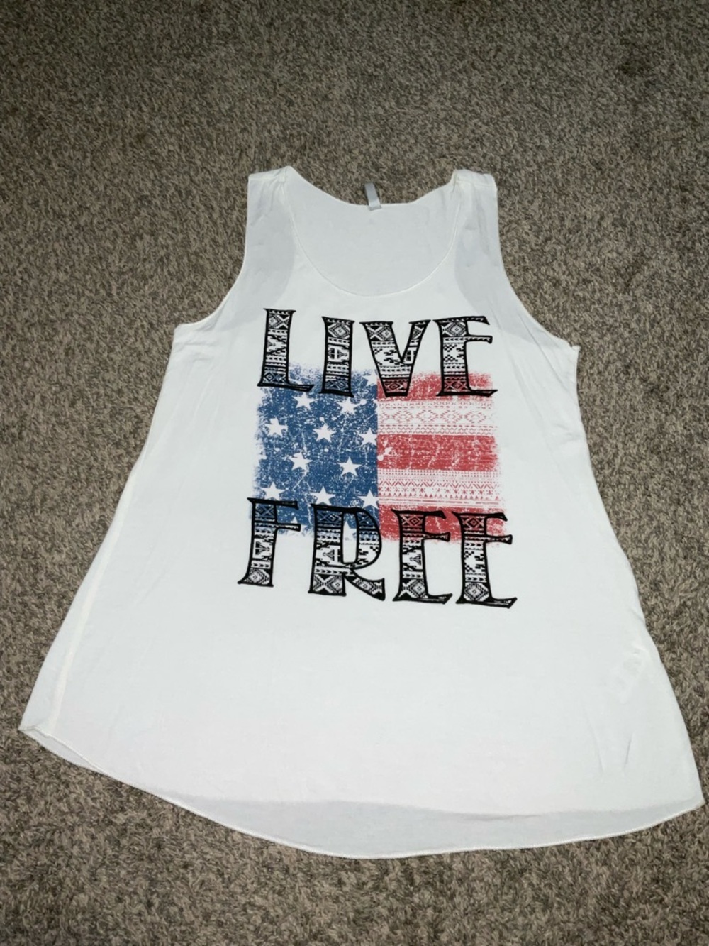 Acting Pro Graphic “Live Free” Tank Top American Flag Graphic XL
